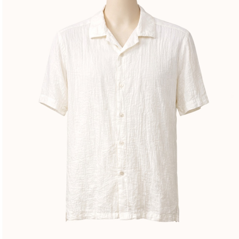 Denim & Flower Cream Crinkly Short Sleeve Shirt